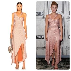 SIMKHAI Stripe Twist Ruffle Dress Dusk & White 4